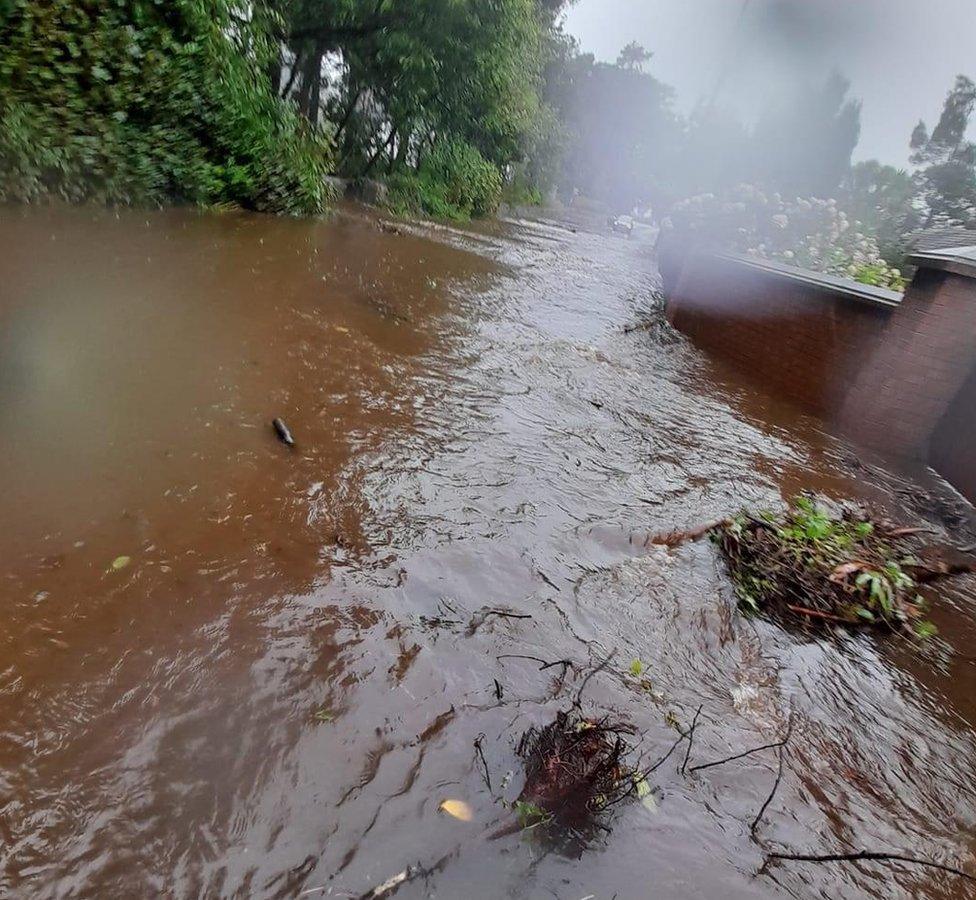 The flooding on the Bryansford Road in Newcastle