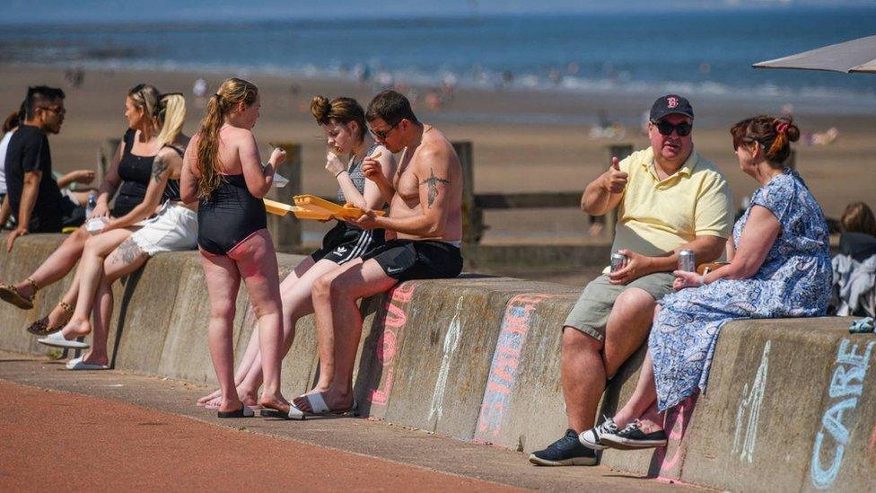 People at the beach in Edinburgh