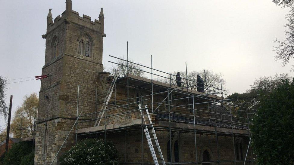 St Mary the Virgin in Wyfordby under repair