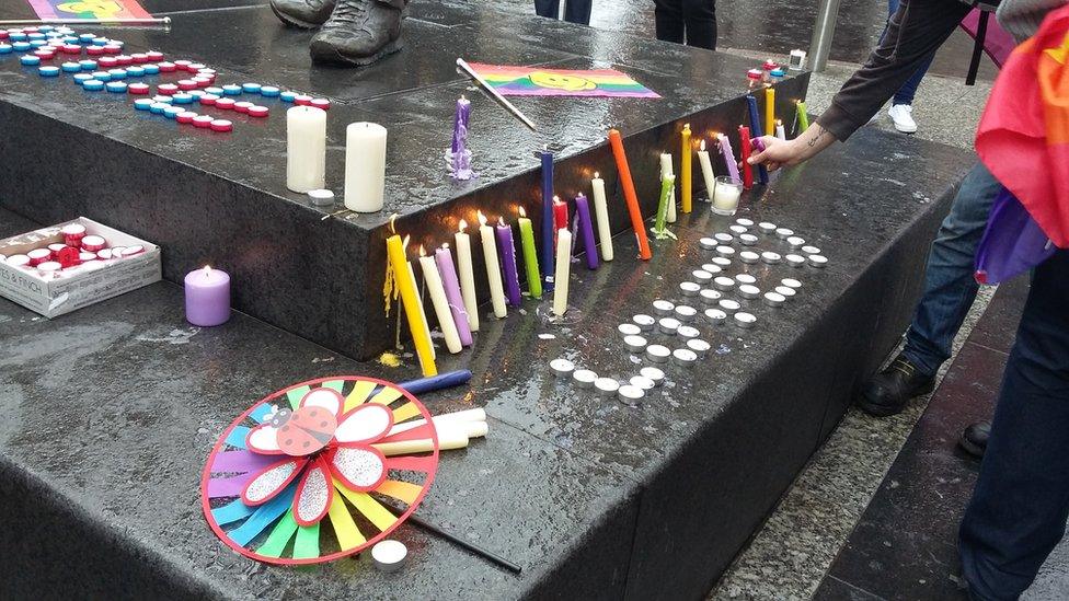 People light candles at the Nottingham vigil