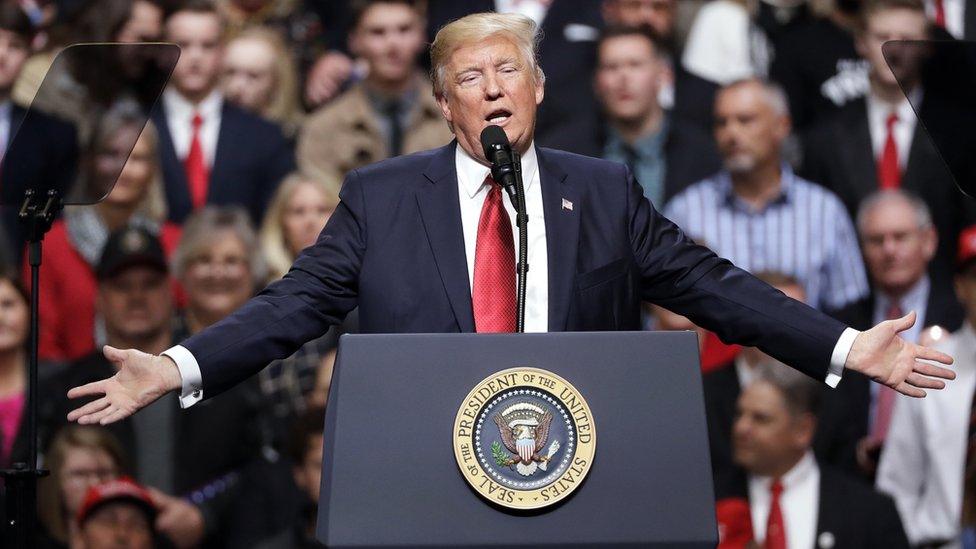 President Donald Trump speaks at a rally Wednesday, March 15, 2017, in Nashville, Tenn