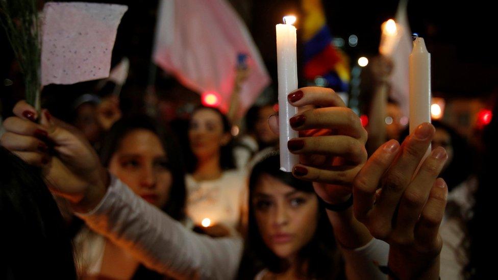 Supporters of the peace deal in Bogota