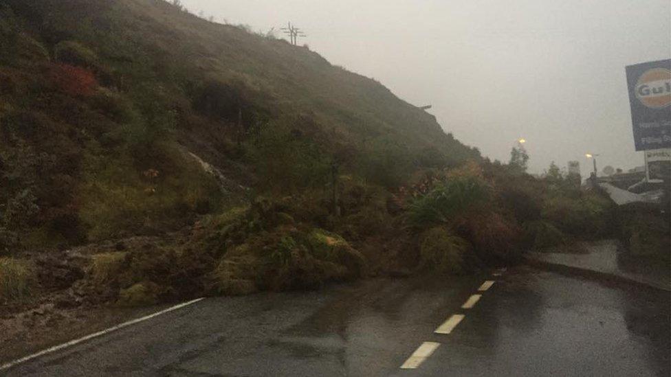 Scene at landslip