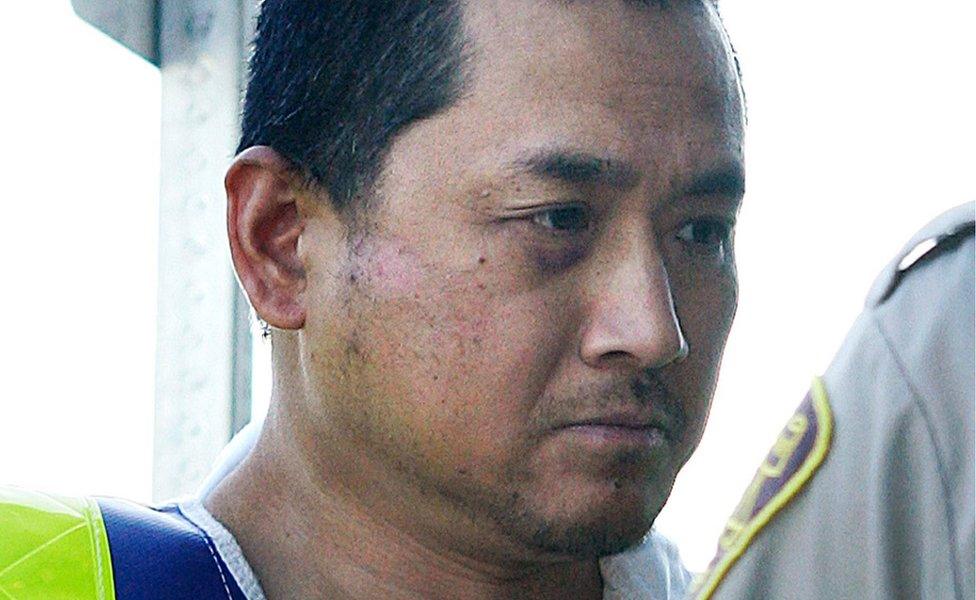 Vince Weiguang Li, accused of stabbing, beheading and cannibalizing another man on a Greyhound bus in Canada ,is brought to a Portage La Prairie court on 5 August, 2008