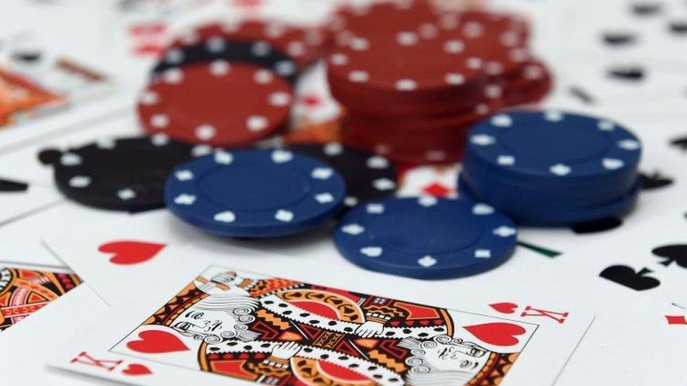 Gambling chips and playing cards