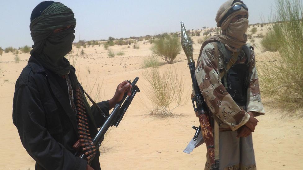 Islamist militants pictured near Timbuktu, Mali in 2012