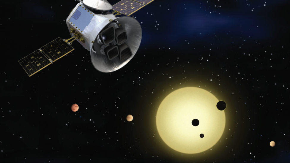 Artwork of the TESS space telescope