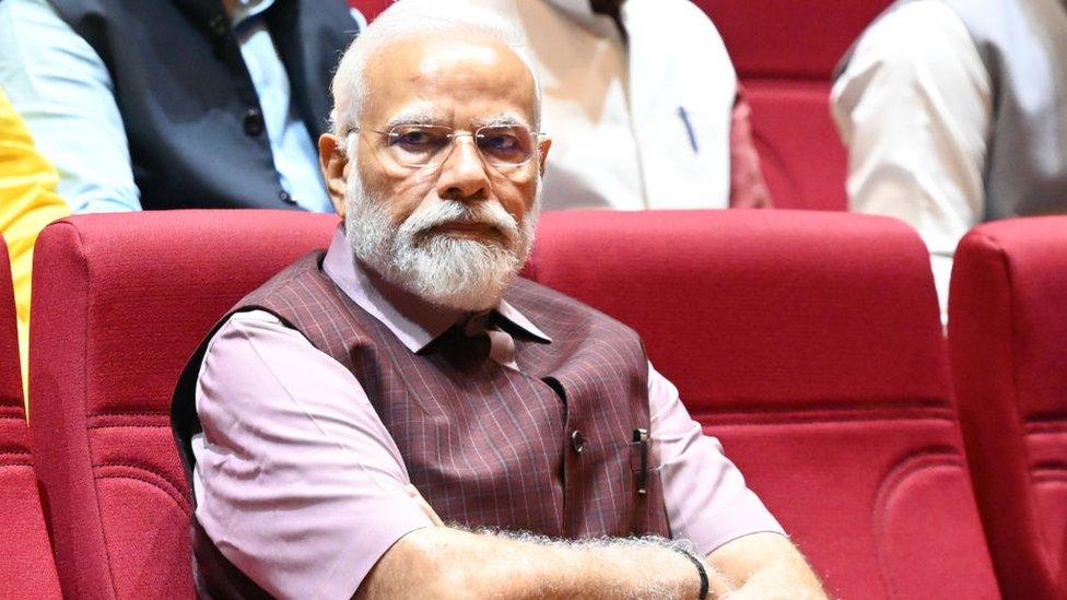 Prime Minister Narendra Modi during the BJP Parliamentary party meeting at Parliament House complex on July 25, 2023 in New Delhi, India. (Photo by Sanjeev Verma/Hindustan Times via Getty Images)