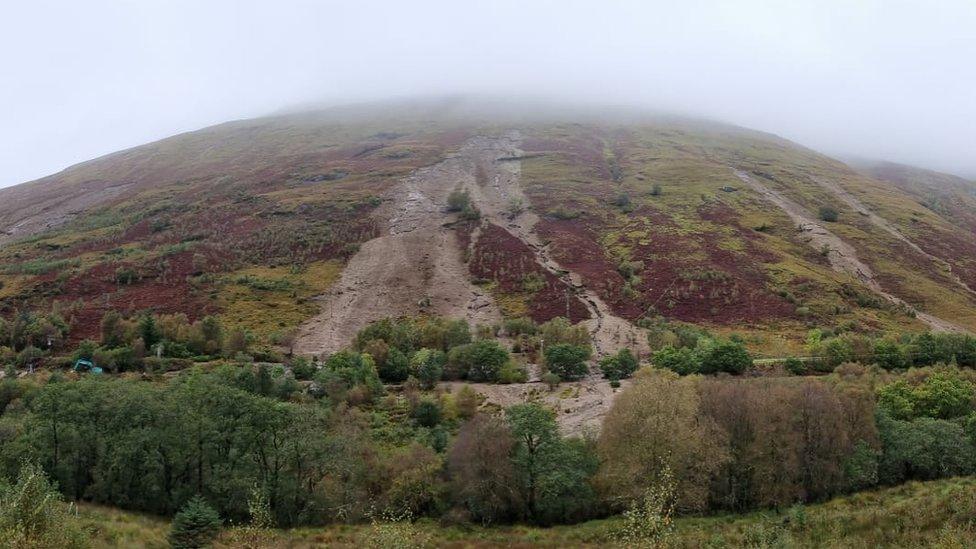 landslips on hill