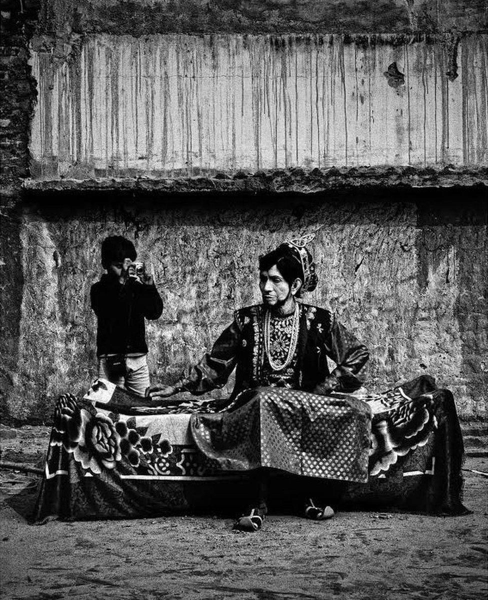 Kanhai Bangor(66yrs), a farmer in profession was famous for playing Vivek(Conscience) in Jatra. Ghatal, India.