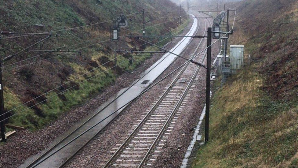 Flooding on railway line