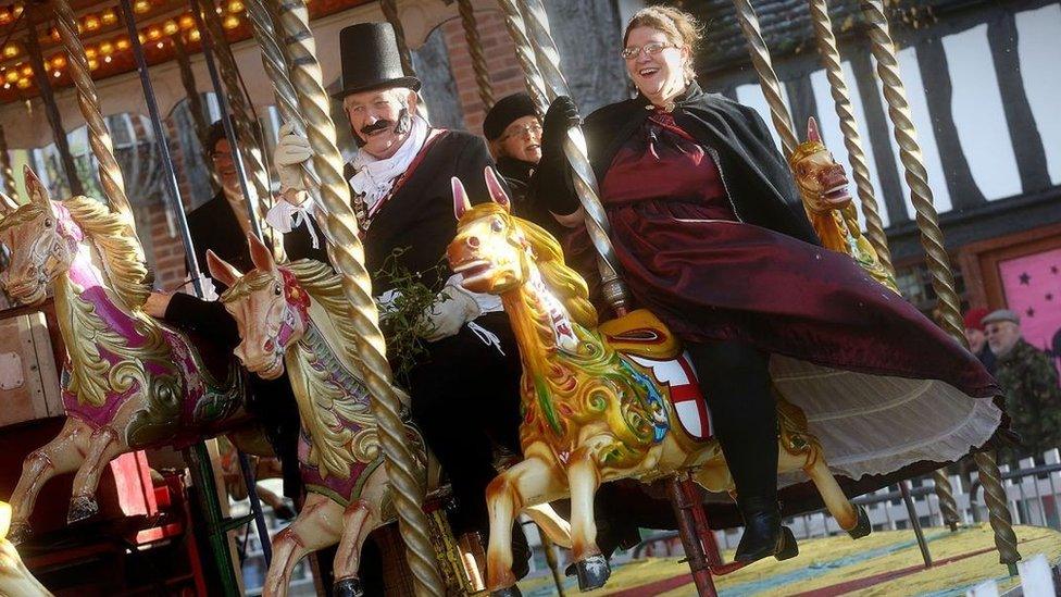 Victorian character on carousel