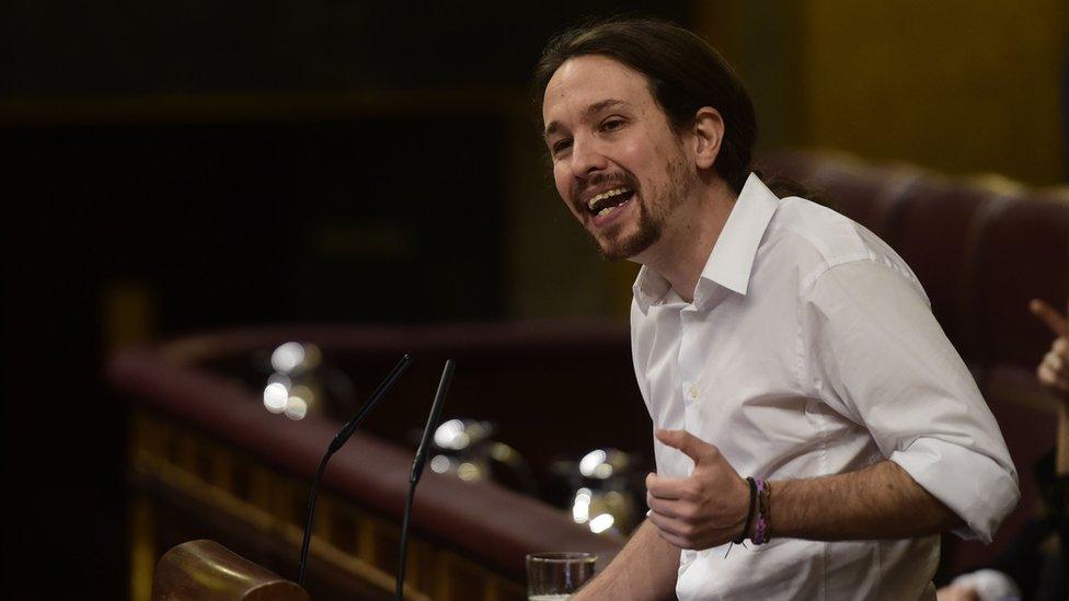 Left-wing leader Pablo Iglesias grabbed attention by kissing a fellow politician