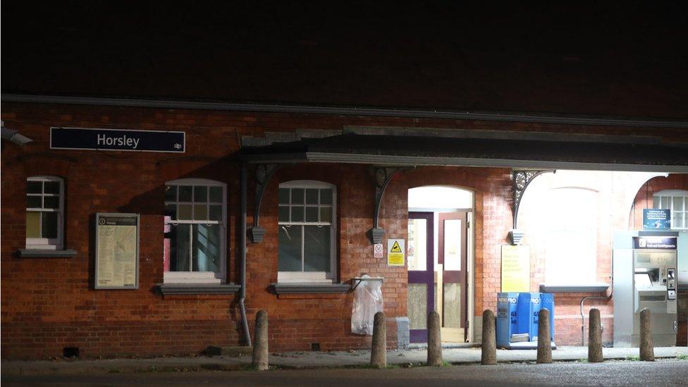 The scene at Horsley station near Guildford