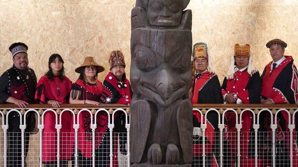 A group of Nisga'a people attend the national museum of Scotland