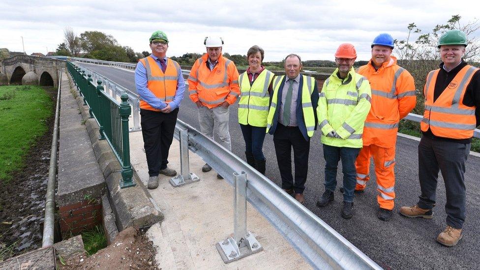 East Riding of Yorkshire Council officials on the newly-repaired Bubwith bridge (2023)