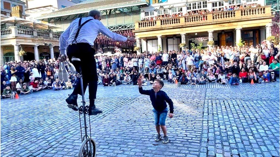 Man on unicycle