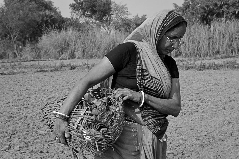 Meenadevi, from the Dom community, cleans dry latrines in a Muslim neighbourhood