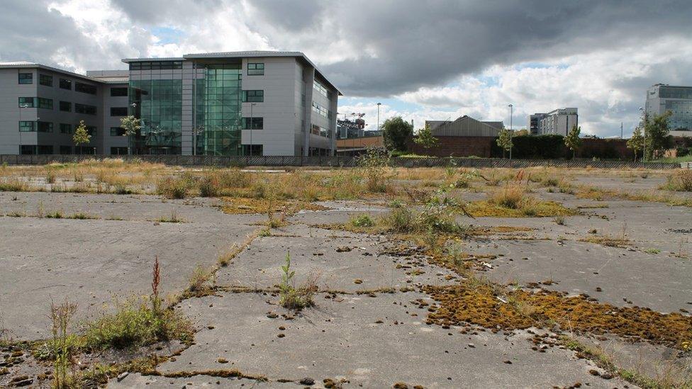 Vacant land next to partial redevelopment in Glasgow