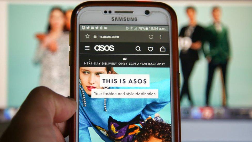 Asos screen on mobile