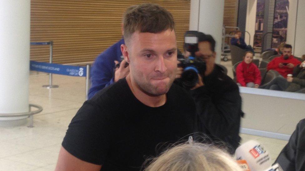 Jamie Harron at the airport