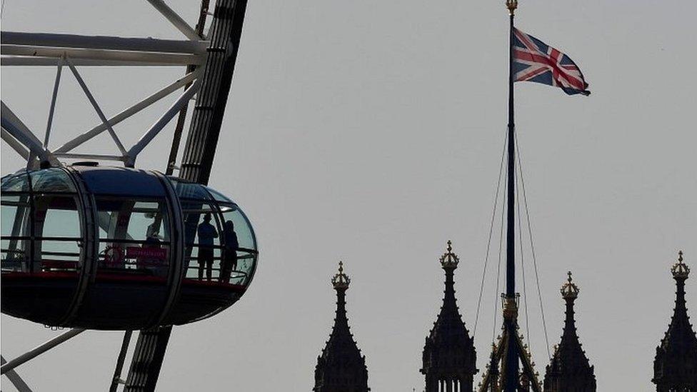 View of the London Eye and Palace of Westminster