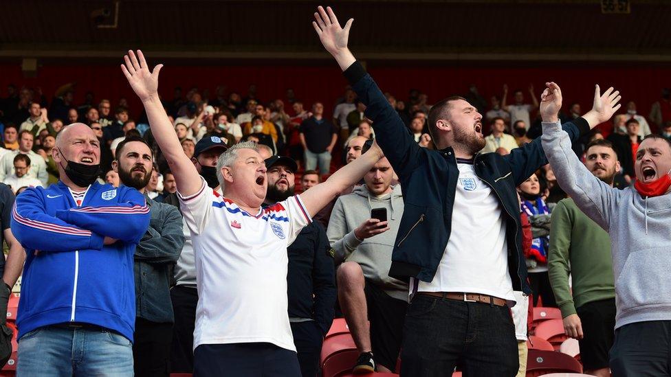 England fans with face masks