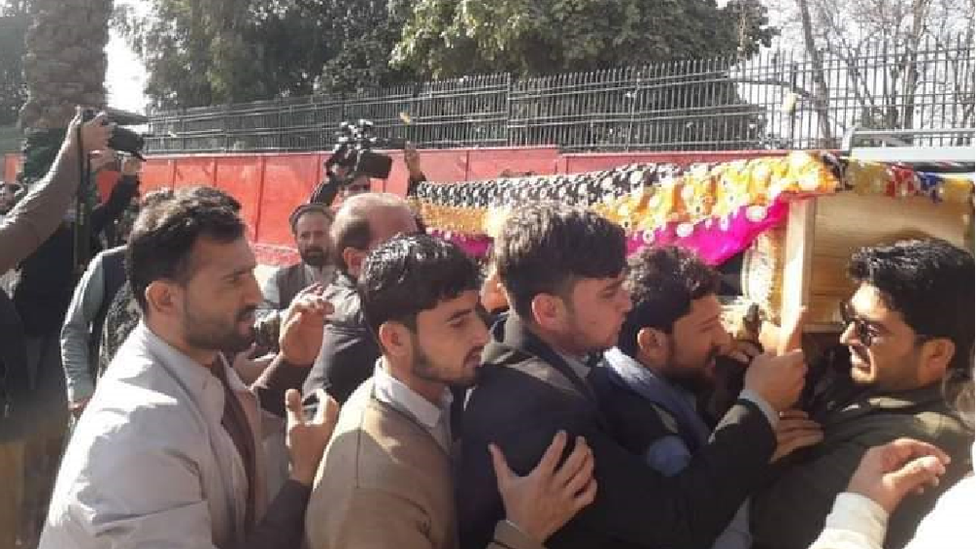 Maiwand's coffin is carried to her grave on Thursday