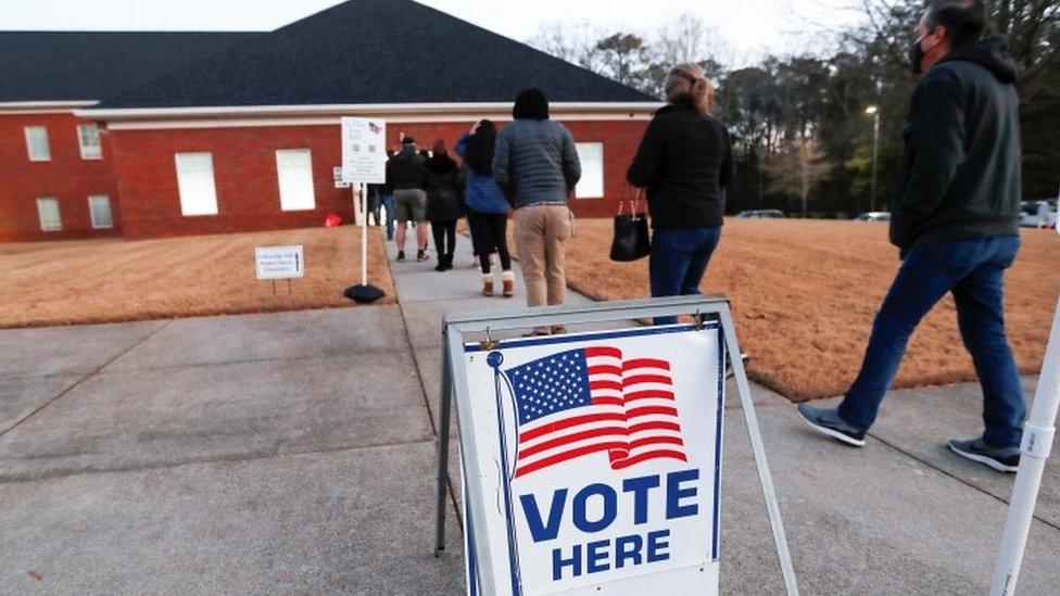 Voters queue in Marietta Georgia