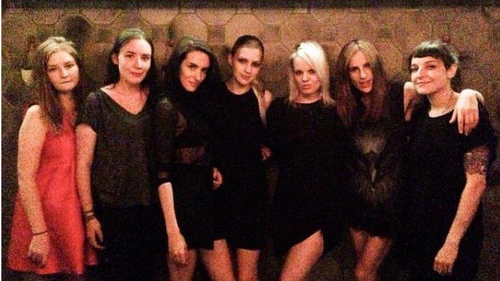 Anna Sorokin (left) with Elle Dee (second left) and her friends