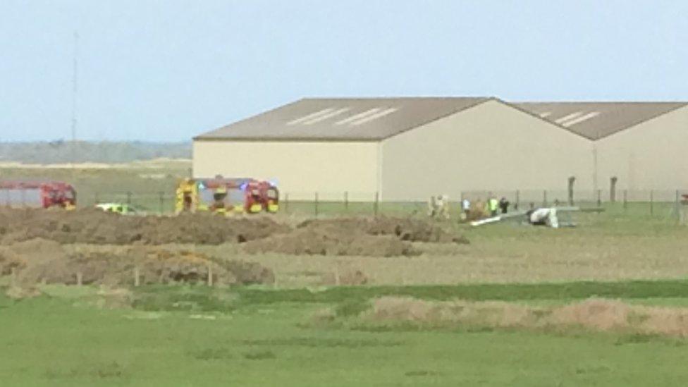 The light aircraft crash at Caernarfon Airport