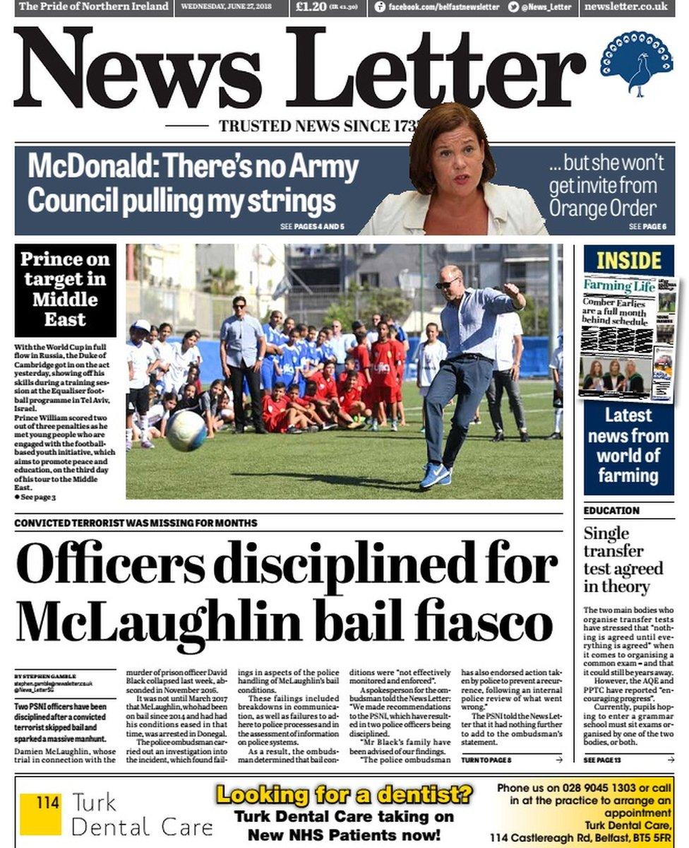 News Letter front page Wednesday 27 June