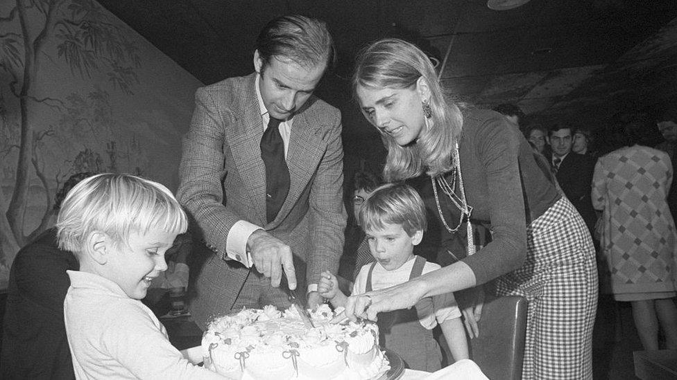 Beau, Joe, Hunter and Neilia Biden at Joe Biden's 30th birthday party