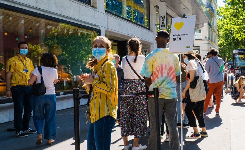 Ikea France customers in Paris, May 2020