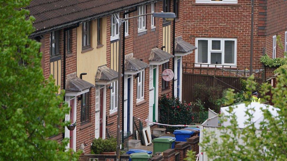 Photo of the houses on the street where it happened