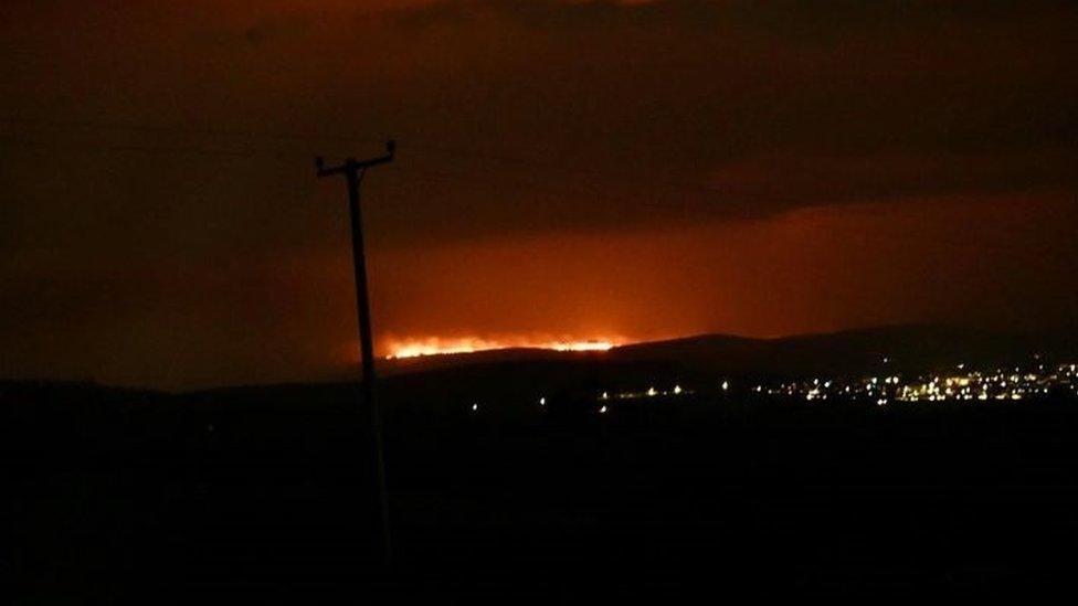 View of Dartmoor fire from Hatt