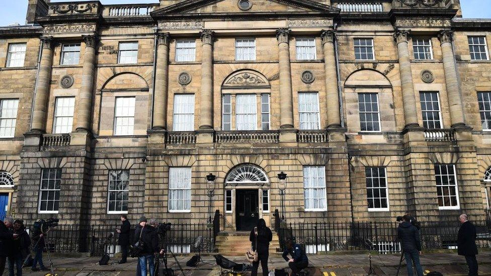 Journalists outside Bute House in Edinburgh