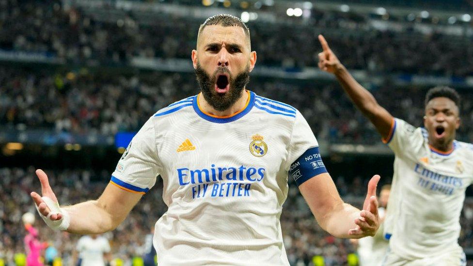 Karim Benzema celebrating his goal