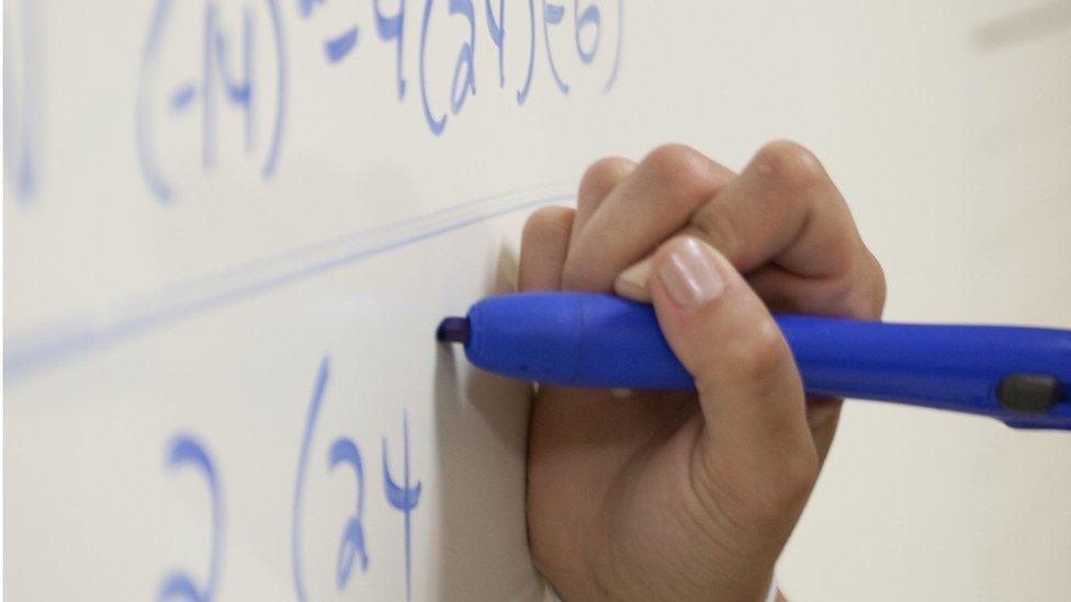 Equations on whiteboard