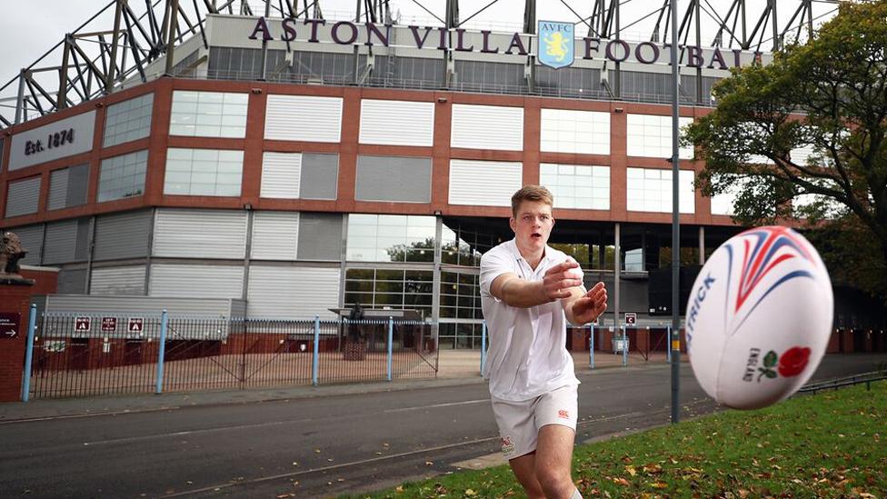 Team England Bahamas 2017 Commonwealth Youth Games rugby sevens player Tom Fawcett at Villa Park