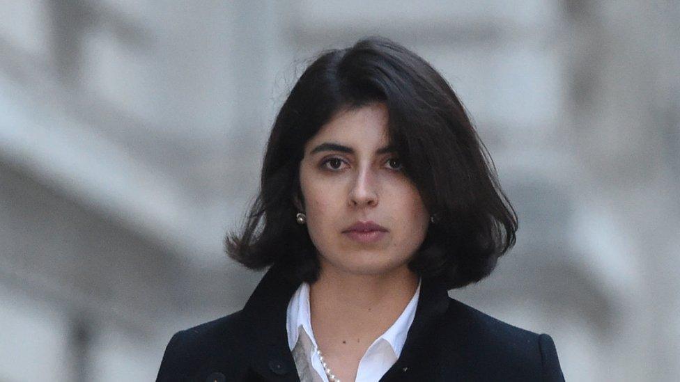 Daniela Tejada arriving at the Foreign and Commonwealth Office in London for a meeting with Foreign Secretary Jeremy Hunt