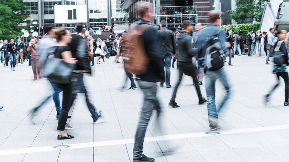 People walking on a crowded street