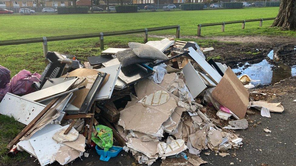 Fly tip at Witham Cemetery