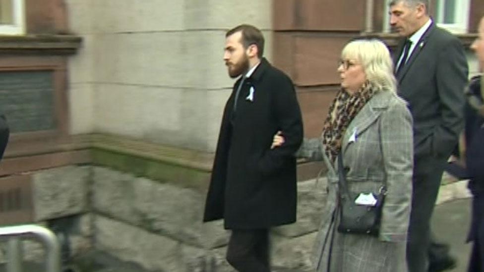 Jack Sargeant with his mother Bernadette arriving at the inquest