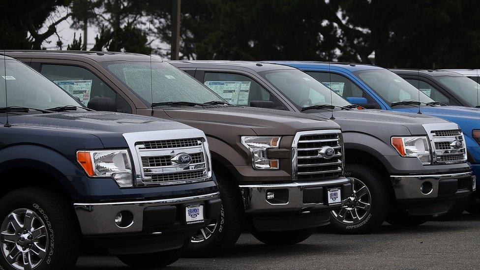 Ford F-150 pickups in 2015 in Colma, California.