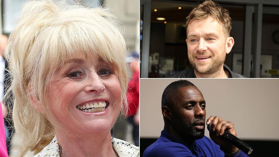 Clockwise from left: Barbara Windsor, Damon Albarn, Idris Elba