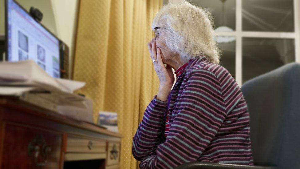 An older lady on a computer