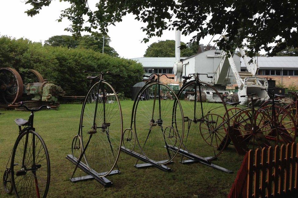 Penny farthings and "boneshakers" dating from the early 1880s