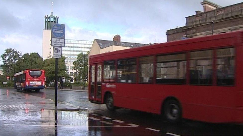 The bus lane at John Dobson Street