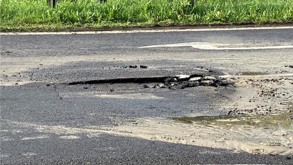 A damaged road